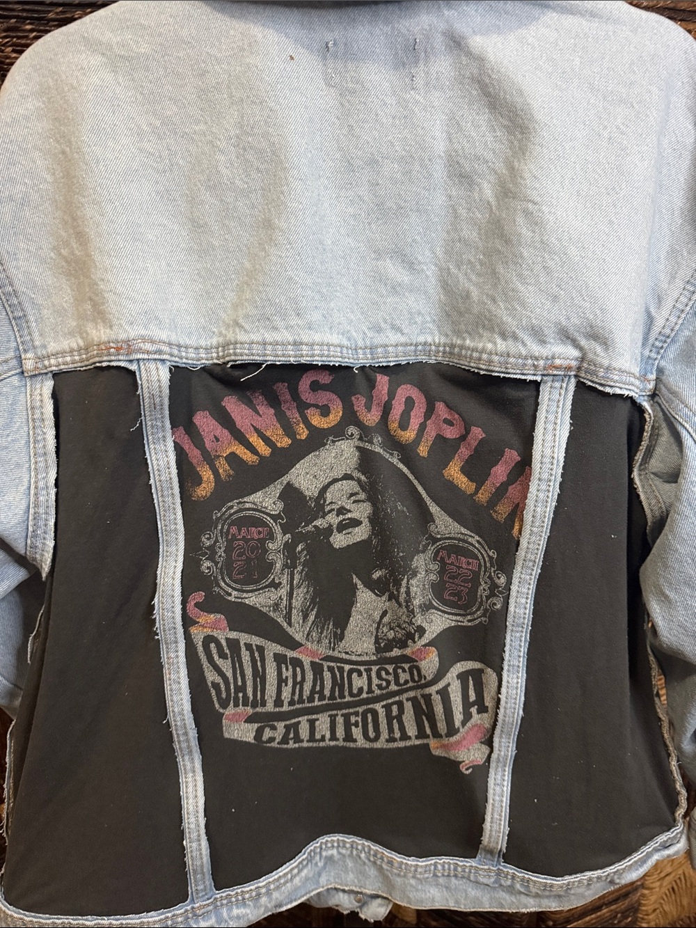 Janis Joplin Black & Light Blue Denim Panel Jacket - Picture 3 of 7